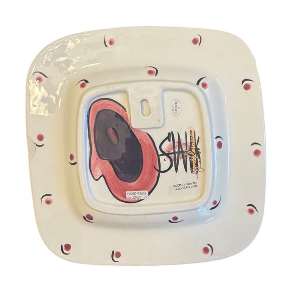 Hand-Painted Ceramic Square Plate With Whimsical Woman Design By Character Colle - Picture 2 of 6